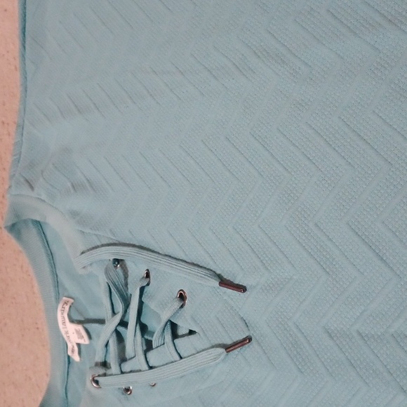 New York Laundry Teal Lace-Up Top - Picture 5 of 11